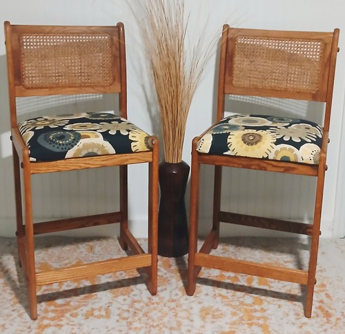Vintage boho caned back wood - boho,