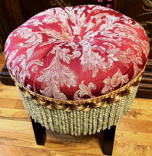 Upholstered stool red damask - stool,